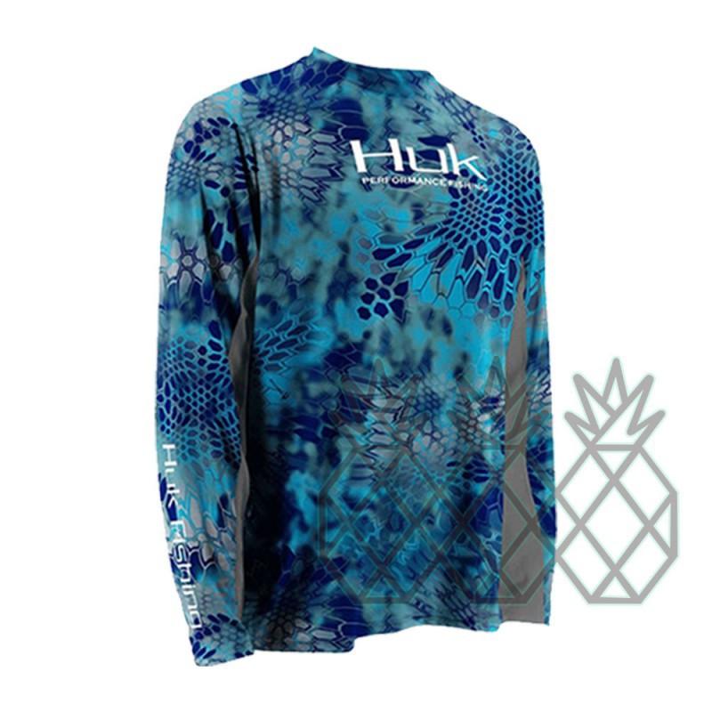 HUK Fishing Shirts Clothes Sun-proof Quick-drying Long-sleeved Round-neck Men s Women s 4XL