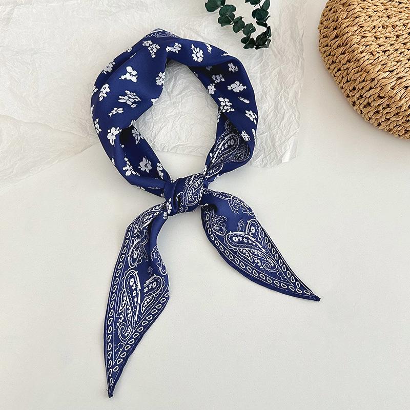 Hair band women's retro paisley cashew pattern silk scarf Naza simple fashion tied hair rhombus headscarf