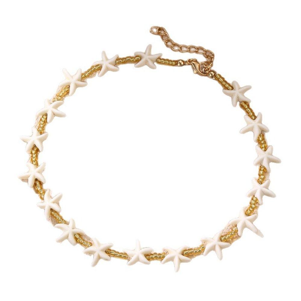 Texturierte Stränge Strand Boho Halskette mit Seestern Choker Neue Muschel Halskette für Damen Mädchen