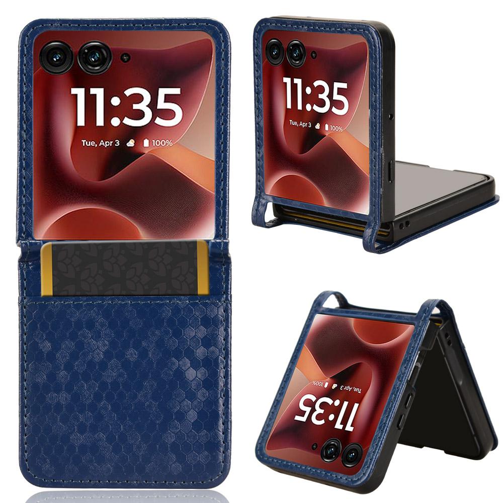 Für Motorola Razr 60 Ultra 5G Hülle mit Kartenfach Punktmuster Prägung PC+PU Leder Handyhülle