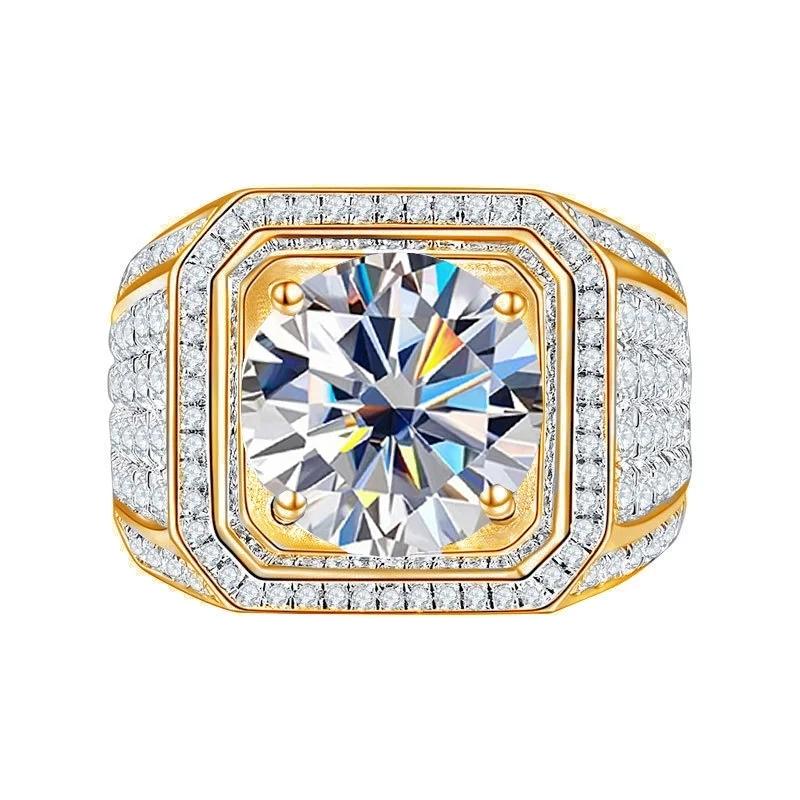Bague Ringen Súprava zo sterlingového striebra S925 s 2CT moissanitom Nový kreatívny dominantný pánsky hviezdicový prsteň