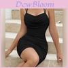 Vestito Sottoveste Sexy da Ragazza con Spalline Sottili e Gonna a Balze Bodycon per Festa e Uso Casual
