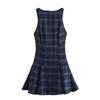 2025 Jarní Dámské Zeštíhlující Bez rukávů Kostkované A-liniové Šaty
