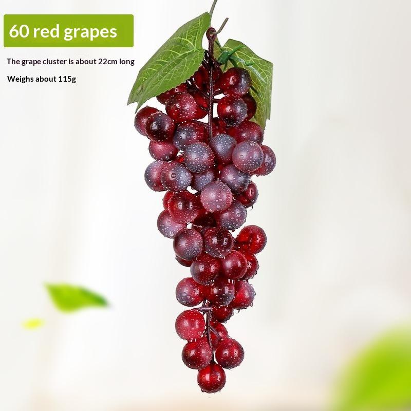 1Pcs Realistic Plastic Artificial Grapes Bunches Simulation Fake Fruit with Leaves for Vintage Home Decor Party Table Display