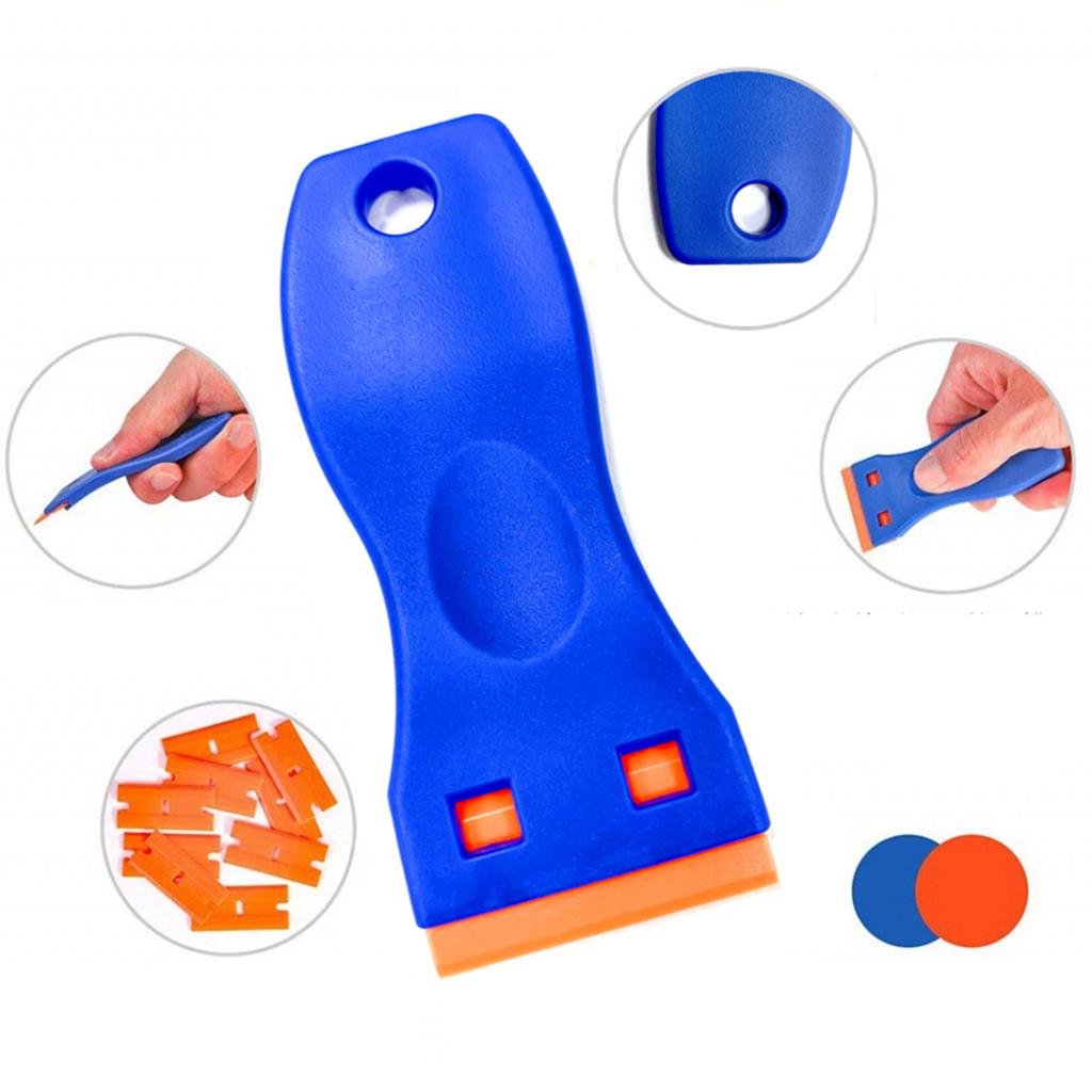 Reusable Plastic Razor Scraper for Removing Car Labels Stickers Glue Decals On Glass Windows No Scratches