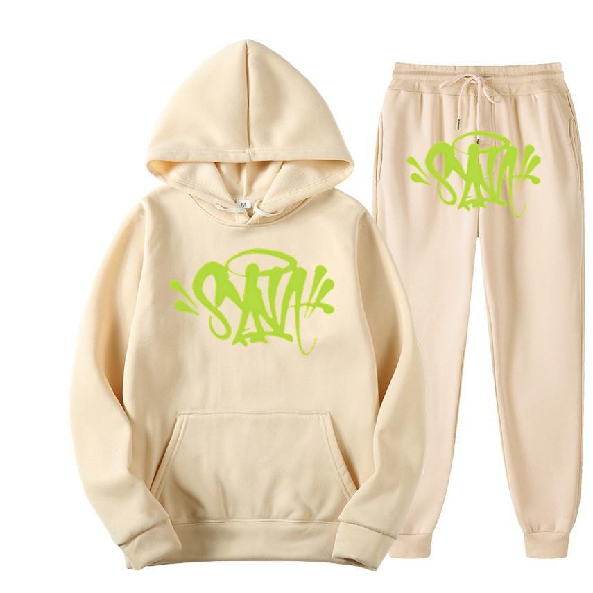 SynaWord High Street Fashion Trendy Brand Suit Men's Ins Trend Hip Hop Hoodie Syna Print Sweater Suit