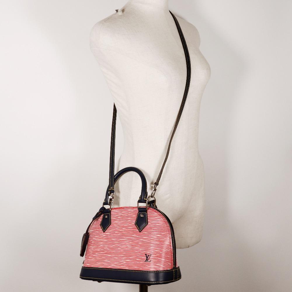 Louis Vuitton Alma BB Handbag M54548 Epi Denim 2WAYShoulder Red / Dark Blue Epi Leather Women Used