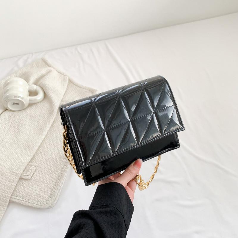 

Stylish Korean Mini Square Bag For Women With Chain Strap And Quilted Design In Black Silver Blue Green Or Rose Purple чёрный