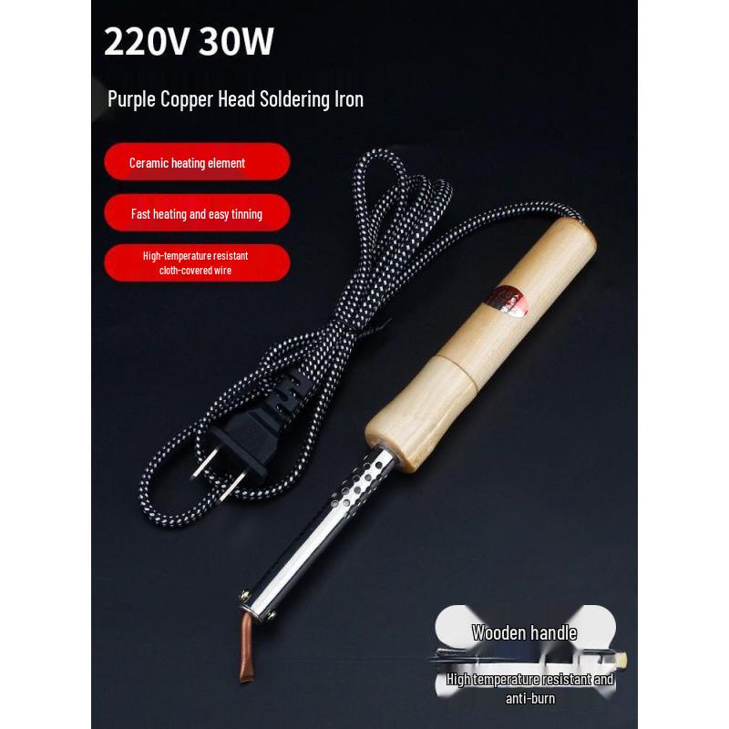 Professional Grade Electric Soldering Iron Set with Wooden Handle for Household and Electronic Repairs