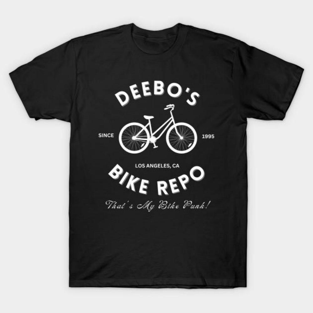 Men Black Print T-shirt Deebo Bike Repo No-Cut Transfer Paper Print Cotton Tshirt S чёрный