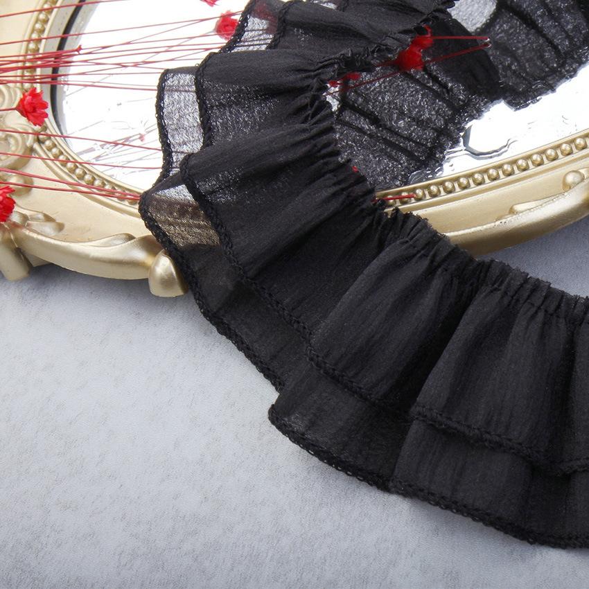 4Meters/lot 5cm double-layer chiffon lotus leaf pleated lace toy skirt clothing curtain pleated decorative lace
