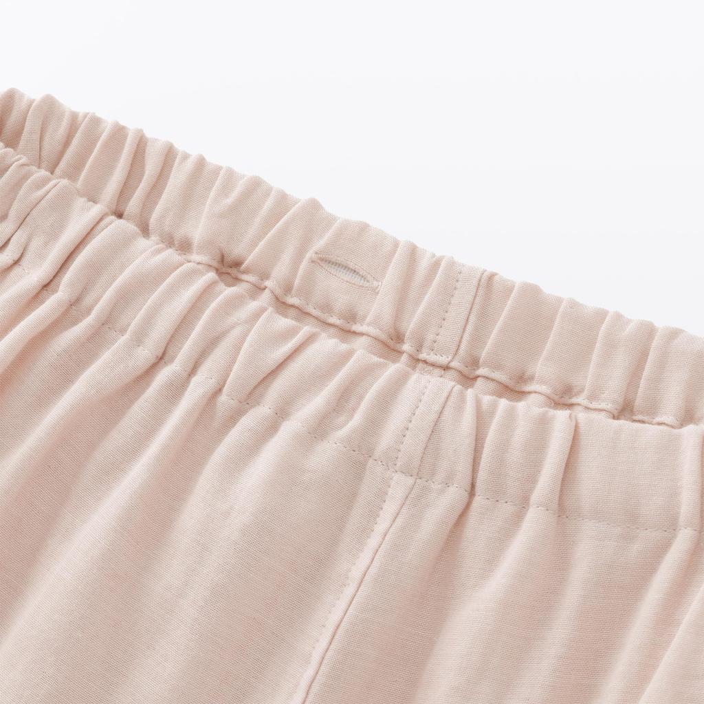 MUJI Seamless Double Gauze Light Yellow XL Women's Long-Sleeved Pajamas, FD1LUA6S, Stripe,