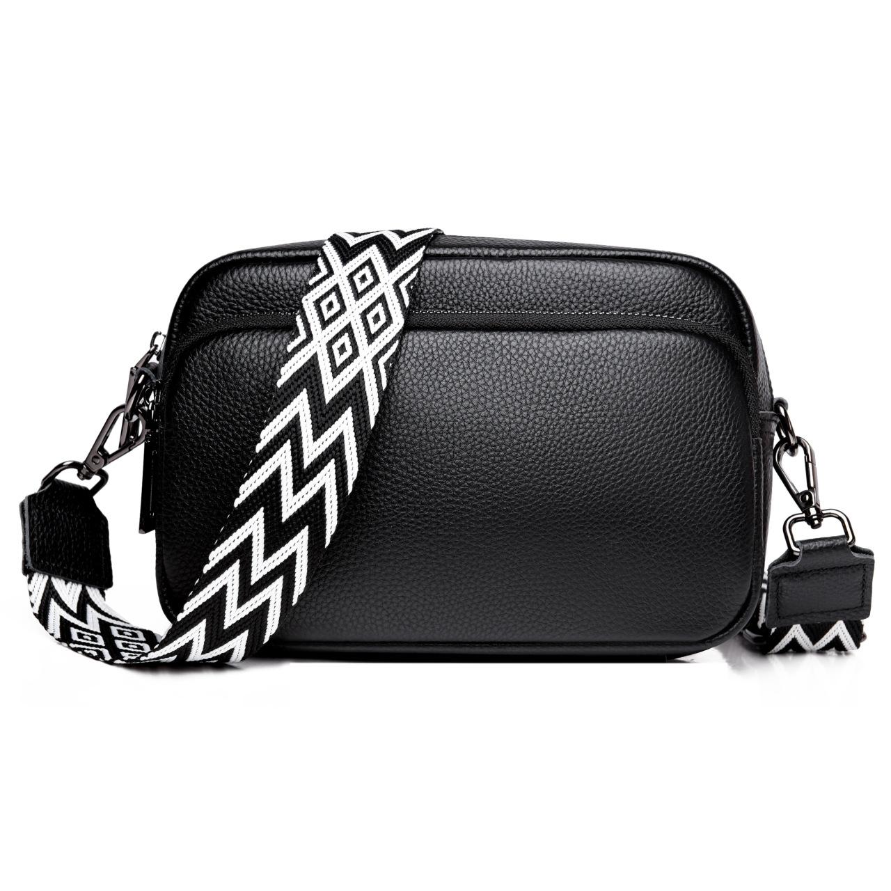 

Кожаная сумка-мессенджер из коровьей кожи первого слоя, женская трендовая маленькая квадратная сумка, простая однотонная сумка через плечо чёрный