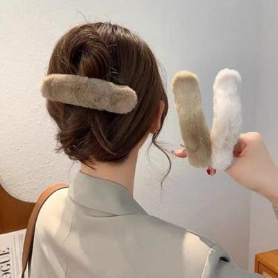 Pince à cheveux crocodile en fausse fourrure, pince à cheveux en fourrure de vison, pince à cheveux