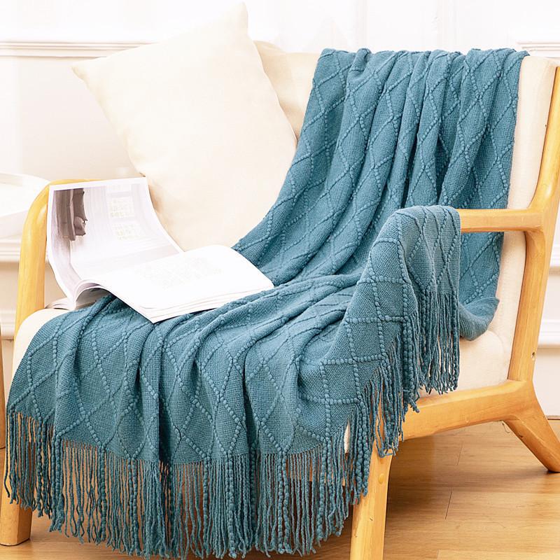 Bohemian Knitted Throw Blanket for Bed, Sofa, or Office Nap