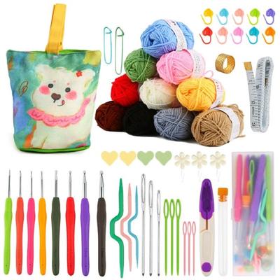 Ergonomic Crochet Needle and Knitting Accessories Kits with Crochet Bag