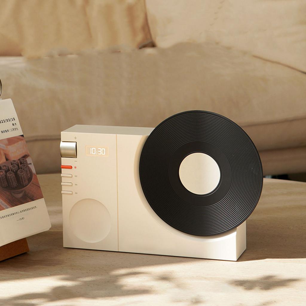 Retro Record Player   Speaker Wireless Miniature Speaker Portable Desktop Speaker Ornament with Memory Card Clock USB Charging for