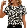 Summer New Floral Shirt Women's Bubble Lace Short Sleeve Fashionable Versatile Printed Top