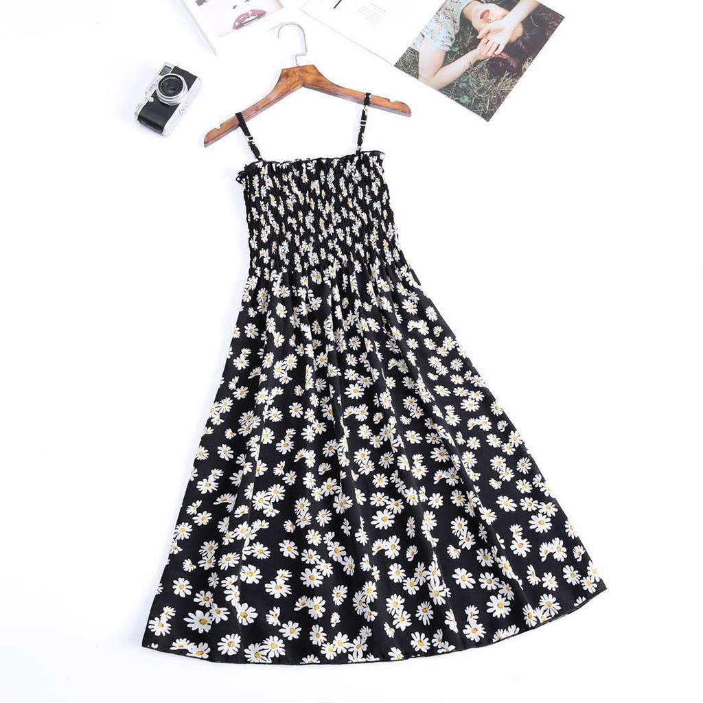 Dámský špagetový pásek s vysokým pasem, mini květinové šaty s potiskem letní plisované dámské šaty bez ramínek