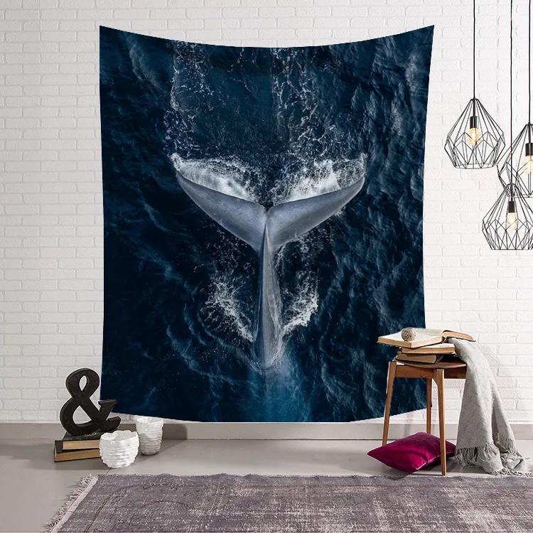 Ocean Wave Tapestry Beauty Sea Beach Big Whale Animals Tapestry Wall Hanging Tapestries Home Decor Bedroom Wall Art Tapestry