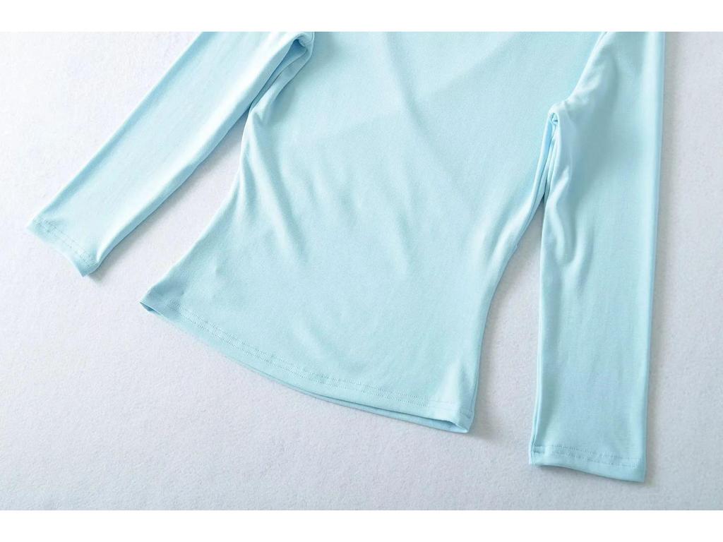 Stretchy Slim-Fit V-Neck Multi-Color Knit T-Shirt for Women (3/4 Sleeve)
