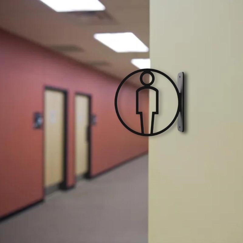 Clear Directional Restroom Sign Easy Install Bathroom Signage Toilet Plaque Washroom Marker Male Female Symbols