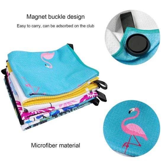 Magnetic Golf Towel with Strong Magnet Microfiber Waffle Golf Bag Towel Printed Golf Towel Golf Ball Cleaner