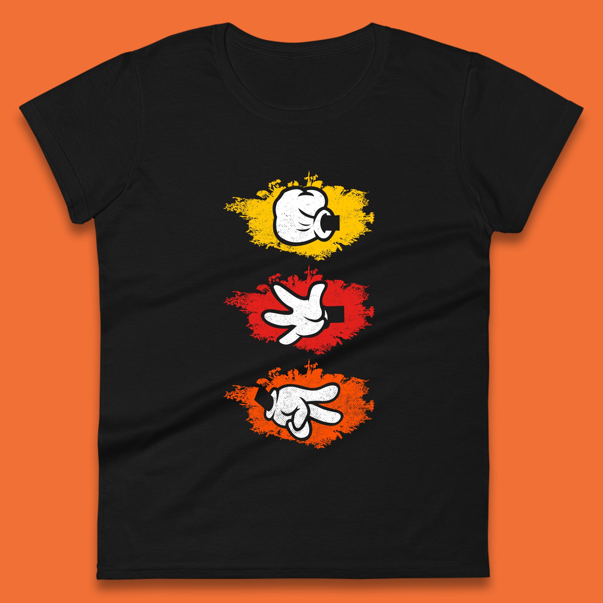 

Cartoon Hands Rock Paper Scissor Hand Game Disney Mickey Mouse Minnie Mouse Hands Womens Tee T Shirt Mens Tops Unisex Top M