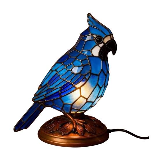 

Лампа-ночник из витражного стекла в виде птицы, питание от USB, смола, ночник в виде птицы, лампа для украшения дома, офиса, гостиной, спальни, стола, рождественский подарок, подарок на день рождения синий