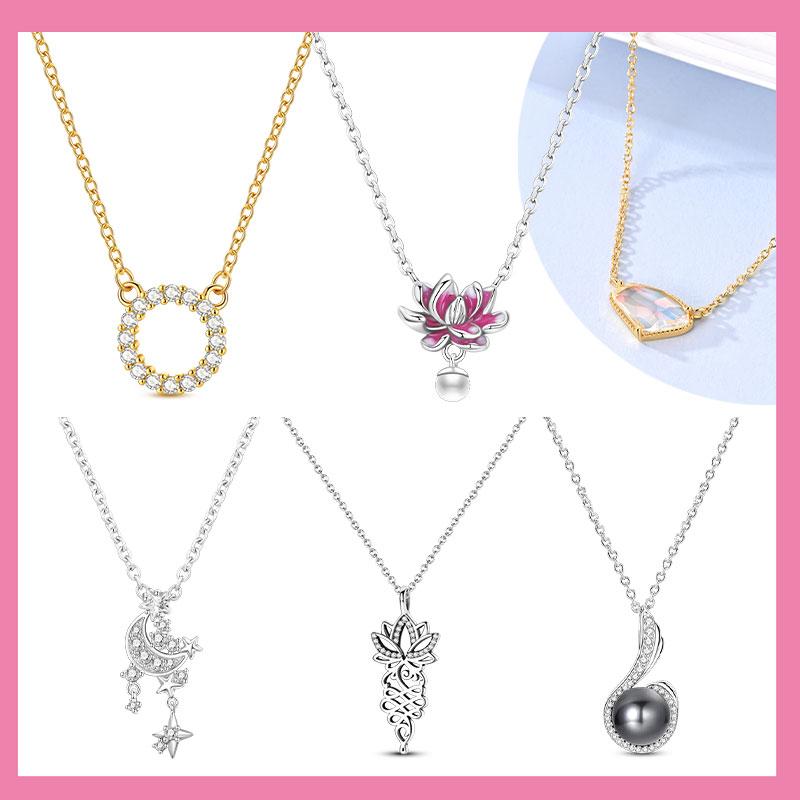 Authentic Original Copper Metal Shining Golden Stone Pink Lotus Pearl Pendant Bead Component Women's Necklace Elegant Anniversary Birthday Perfect