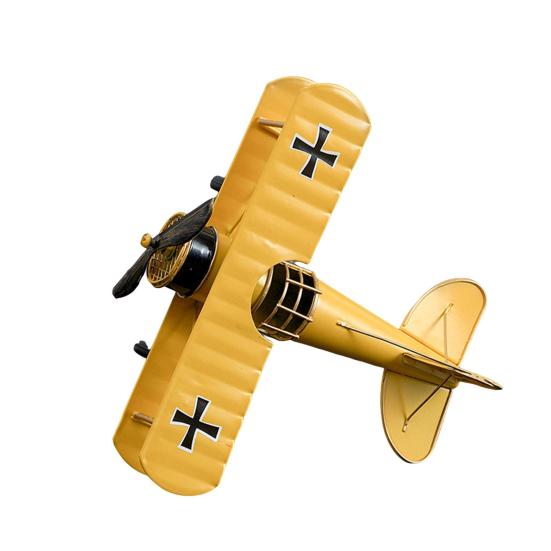 Iron Airplane Model Vintage Biplane Tabletop Ornament Collectible Mini Glider Biplane