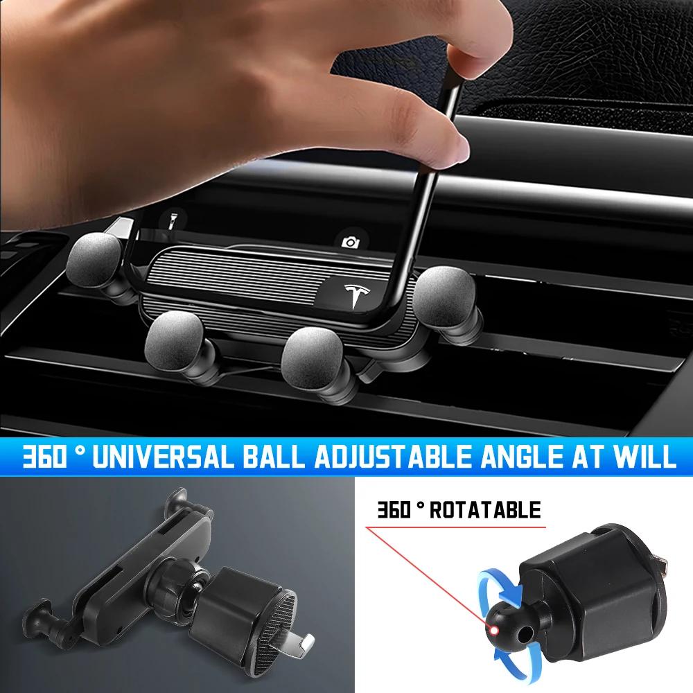 Car Sticker 2025 New Tesla Gravity Car Phone Holder Air Outlet Telescopic Car Phone Holder 360 Degree Rotating Phone Holder For