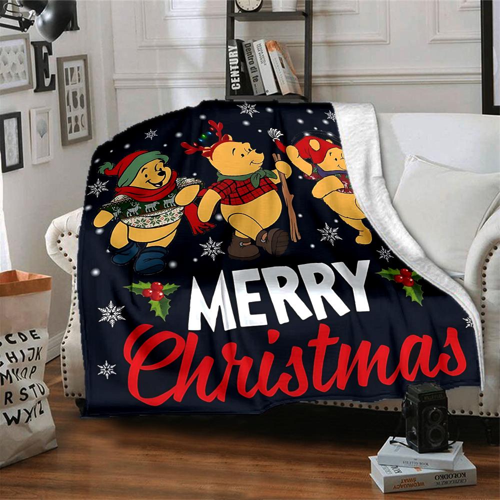 Christmas Winnie Pooh Friends Blanket Soft Throw Blanket For Home Bedroom Bed Sofa Travel Office Solid Christmas Blanket