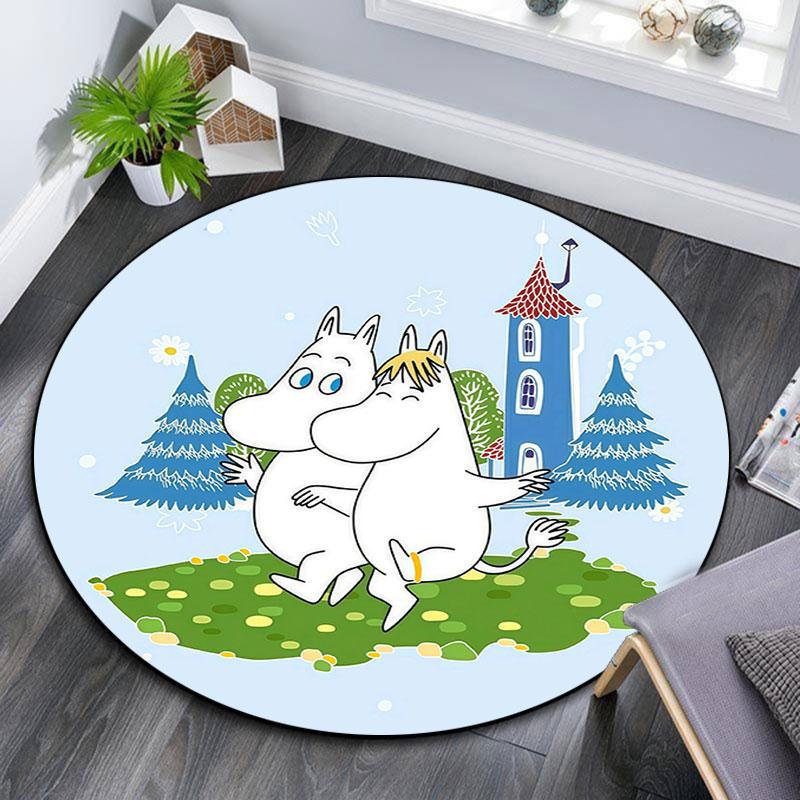 Moomin,Round Area Rug,Carpet Rug for Living Room Bedroom Sofa Playroom Decor,Non-slip Floor Mat