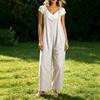 Damen Freizeit Ärmelloser Lockerer Jumpsuit mit Weiter Beinen und Taschen für den Alltag