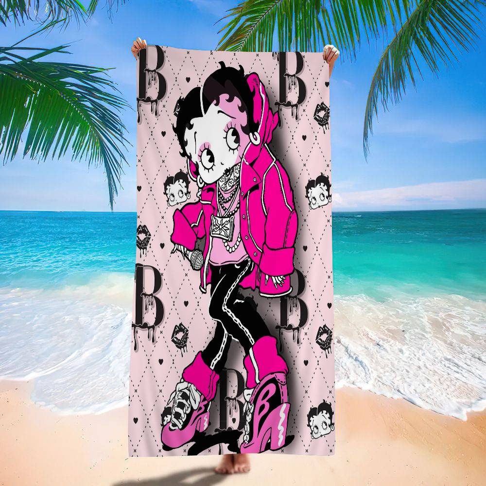 B-Betty Girl B-Boops Microfiber Blanket Quick Drying Beach Towels Oversized Printing Super Absorbent Pool Towel Blanket