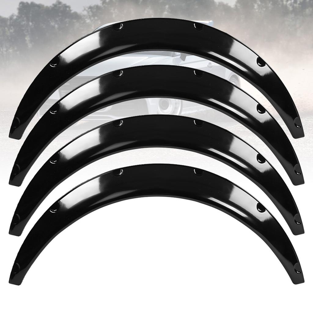 4 Pieces 850mm 33.5 Inch Flexible Car Front and Rr Flares Extra Wide Car Body Wheel Arches   Fitment ABS Black