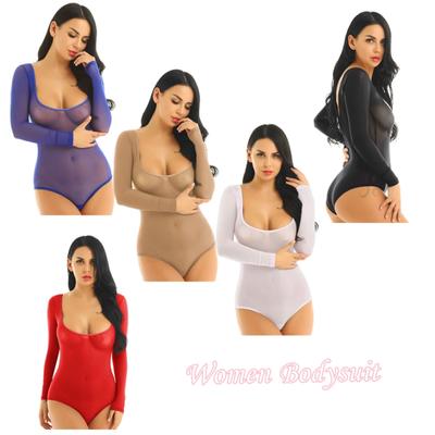 Dame netting, gjennomsiktig magedans-body med åpen byst Shapewear Bryststøtte Jumpsuit