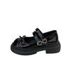 Round head single shoes women's 2025 new autumn and winter word with skirt platform jk French Mary Jane bow small leather shoes