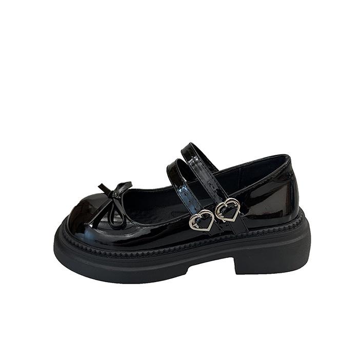 Round head single shoes women's 2025 new autumn and winter word with skirt platform jk French Mary Jane bow small leather shoes