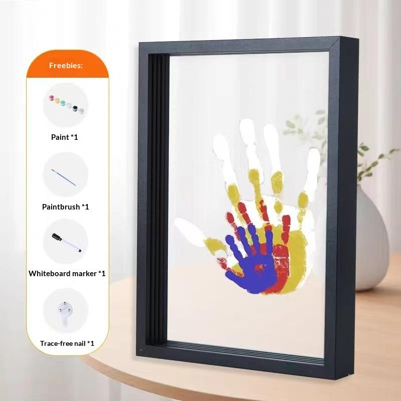 Personalized Family Handprint Photo Frame DIY Set with 6 Paint Colors, Pen, Eraser, and Brush