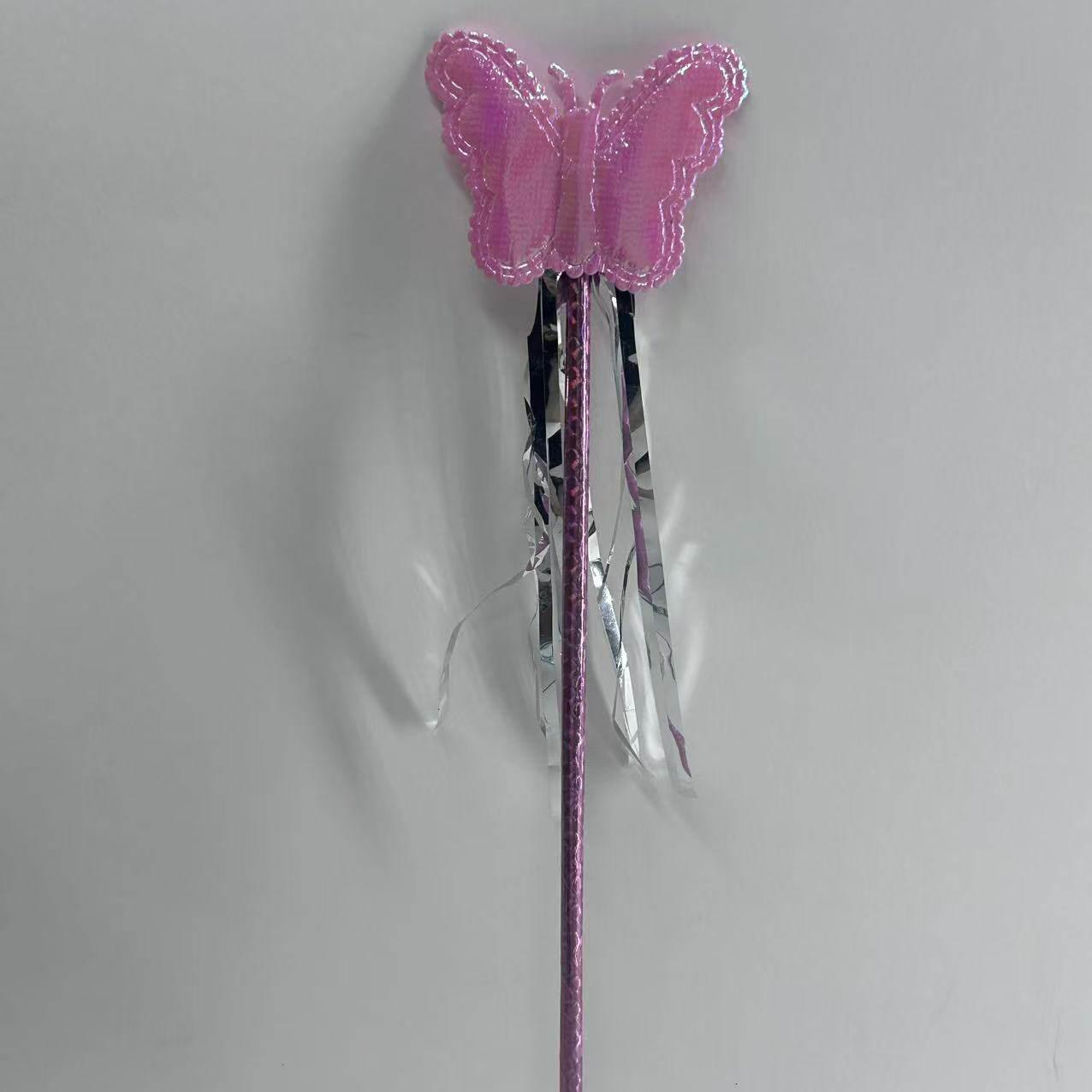 Многоцветная мигающая волшебная палочка с крыльями бабочки - Реквизит для детских выступлений розовый