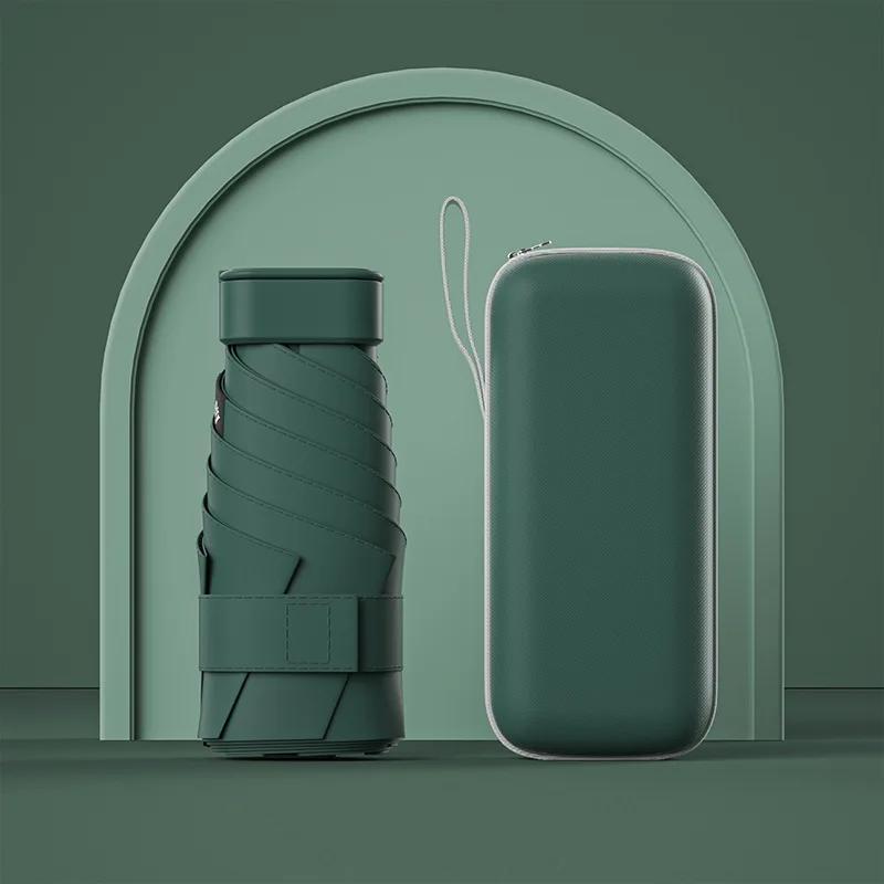 UPF50+ Mini Folding Umbrella Vinyl Sun Shade Umbrella Small Pocket Rain Travel Umbrella Ultraviolet Protection Capsule Parasol