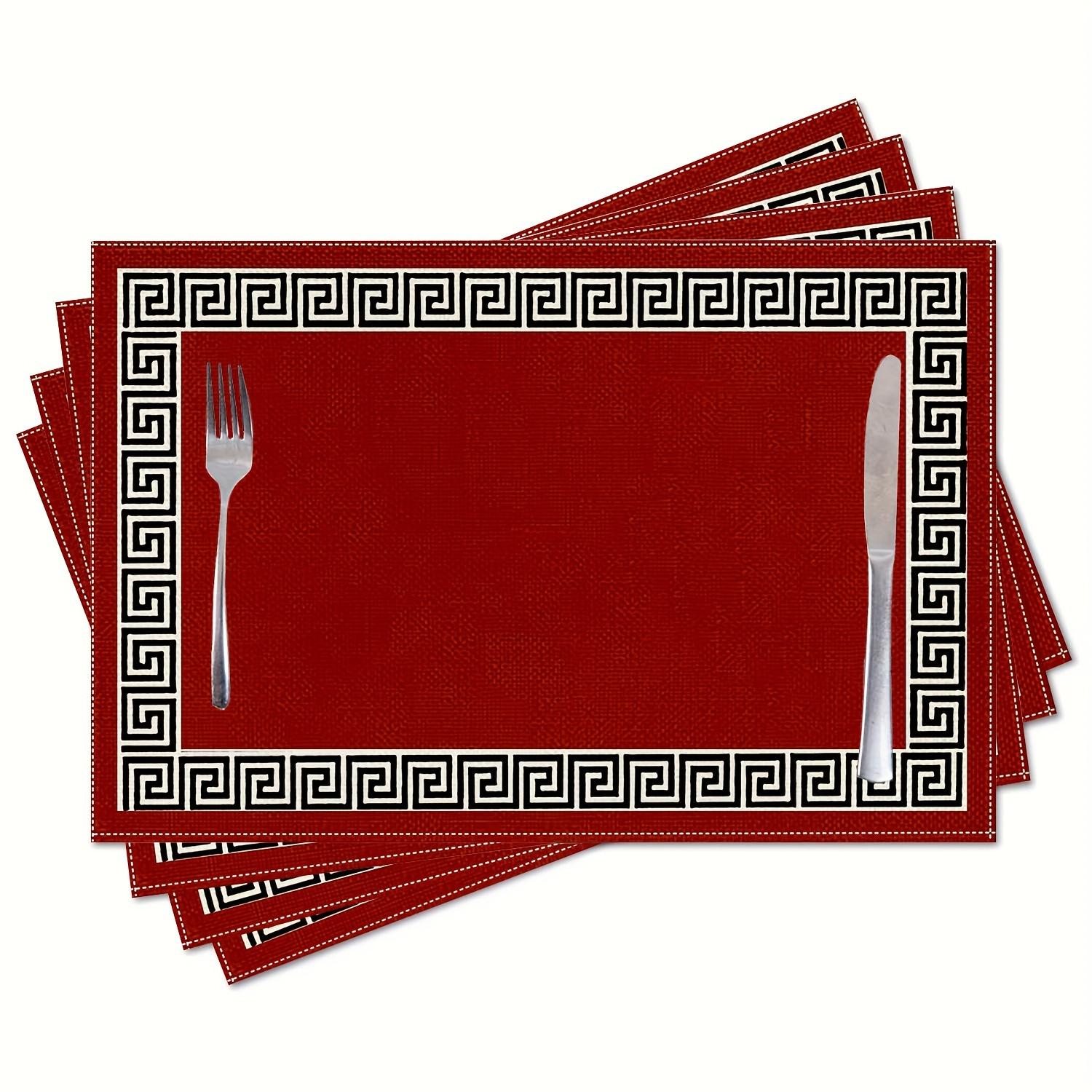 

4pcs, Elegant Red Polyester Christmas Placemat, Heat-Resistant, Machine Washable, for Holiday Party Kitchen Dining Table Christm 12x18in-4PCS