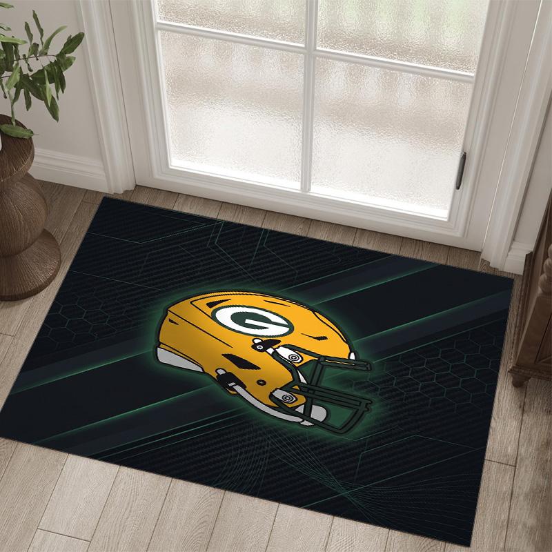 Green Bay Packers Design Crystal Velvet Carpet Cozy Non?Slip Printed Rug For Bedroom Living Room Entrance
