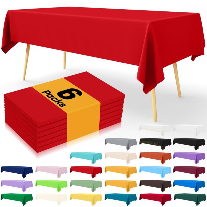 Homaxy Versatile Disposable Table Cloth  Plastic Waterproof Tablecloth Decorative Rectangle Table Covers of Party Camping Picnic