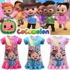 Adorable Cocomelon Girls Nightdress With Short Sleeves And Soft Breathable Material