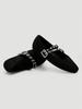 Black Double Buckle Strap Mary Jane Shoes, Retro Silver Ring Buckle Design