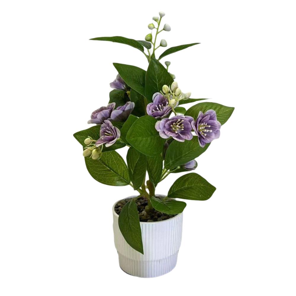 

Multicolor Simulated Potted Plant 12 Flowers Faux Jasmine Flowers Bonsai Desktop Ornament