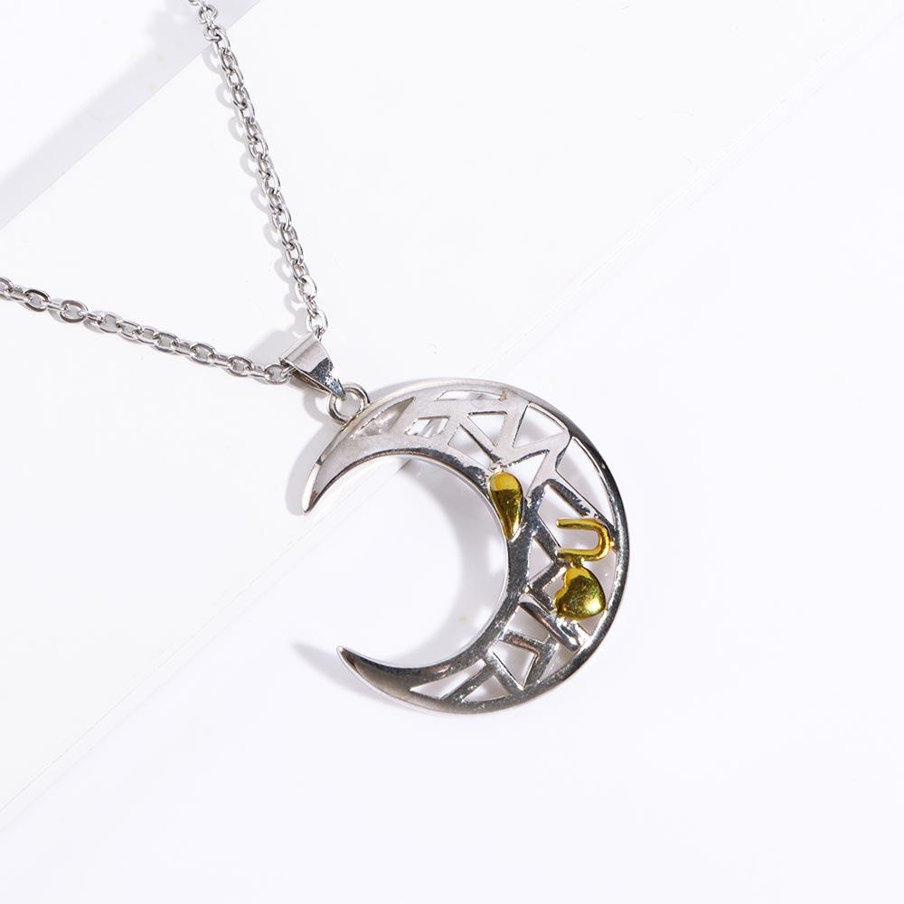 Lovers Gift Letters Love For Women Men Copper Sun Moon Pendant Fashion Jewelry Couple Necklace